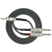 KIRLIN Original Y-Cable 3.5mm TRS Plug - 2 x 1/4 in. Mono Plug (Tip/Ring) 3 ft. Black