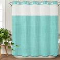 thumbnail image 3 of Turquoise Burlap Texture No Hook Shower Curtain Waterproof, Bathroom Curtains with Snap in Liners and See Through Top Window, Farmhouse Vintage Aqua Hotel Style Bathtub Curtains Shower 72"Wx72"L, 3 of 8