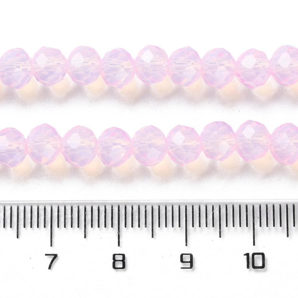 20Strand Baking Painted Transparent Glass Beads Strands Imitation Opalite Faceted Round Pearl Pink 6x5mm Hole: 1.3mm about 84pcs/strand 16.57''(42.1cm)