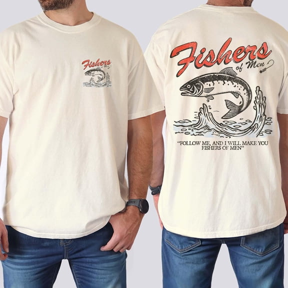 Fishers of Men Double-Sided T-Shirt – Vintage Christian Fishing Faith Graphic Tee