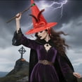 thumbnail image 5 of Konghyp Witch Hat, Stylish Halloween Accessory, Unique Plume Decoration, Comfortable and Versatile, Perfect for Costume Parties and Themed Events, 5 of 9