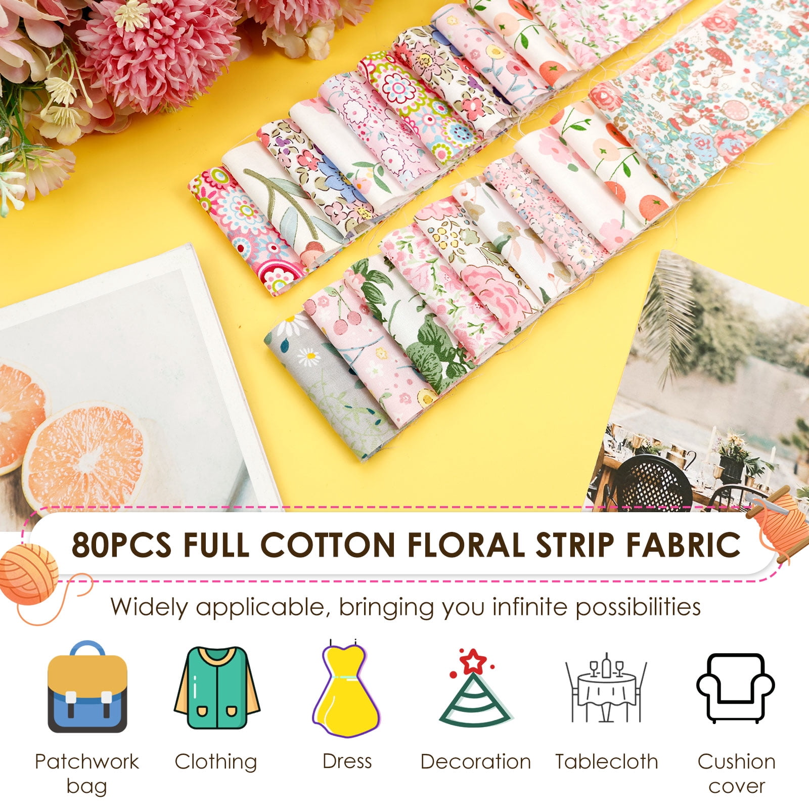 20 Options-Jelly Roll Fabric Precut Strips for Quilting, Crafting, and Sewing, 80 Pcs 2.5" x 19.69" Assorted Bundles for Rug, Quilt Project, DIY Craft and Home Decor-Happy Mermaid