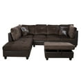 thumbnail image 3 of Hommoo Lint&PVC L Shaped Sectional Sofa, Sectional Couch Sofa, Modern Living Room Furniture Sets, Brown(No Ottoman), 3 of 8