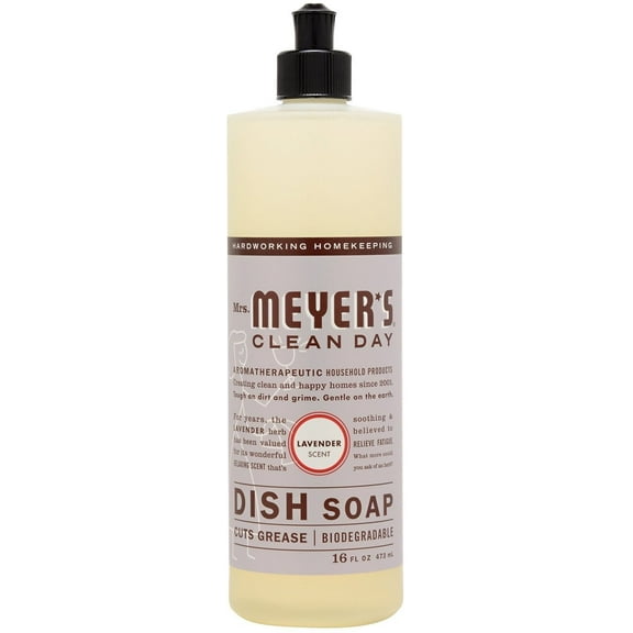 Mrs. Meyer's Clean Day Dish Soap Liquid, Lavender, 16 fl oz (2 pack) (Bundle)