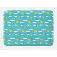 thumbnail image 1 of Cartoon Bath Mat, Happy Funny Farm Morning Theme with Clouds Sun Rooster Get up, Plush Bathroom Decor Mat with Non Slip Backing, 29.5" X 17.5", Aqua Orange White, by Ambesonne, 1 of 2