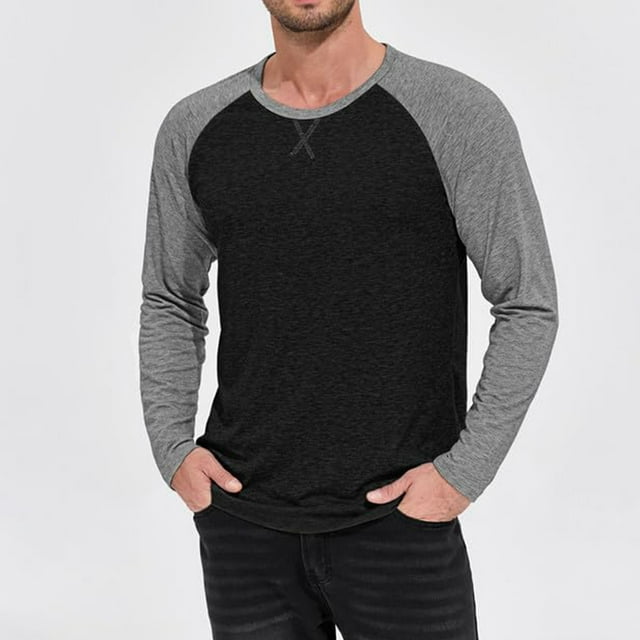 Kalauyu Chemise Raglan Homme - Style Coton Doux Sports Manches Longues Chemises de Baseball pour Hommes