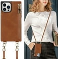 thumbnail image 2 of Crossbody Wallet Case for iPhone 14 Pro Max with Card Slot Holder,iPhone 14 Pro Max Magnetic Flip Folio Purse Case, PU Leather Zipper Handbag with Detachable Lanyard Strap 6.7 Inch (Brown), 2 of 7