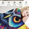 thumbnail image 3 of COMIO Coloful Owl Pattern Throw Blanket Soft Flannel Blankets for Bed, Sofa, Couch, Travel, Camping, 3 of 6
