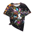 thumbnail image 4 of Staron Women's Easter Printed T-Shirt Short Sleeve Round Neck Pullover Casual Fashion Top, Black S, 4 of 5