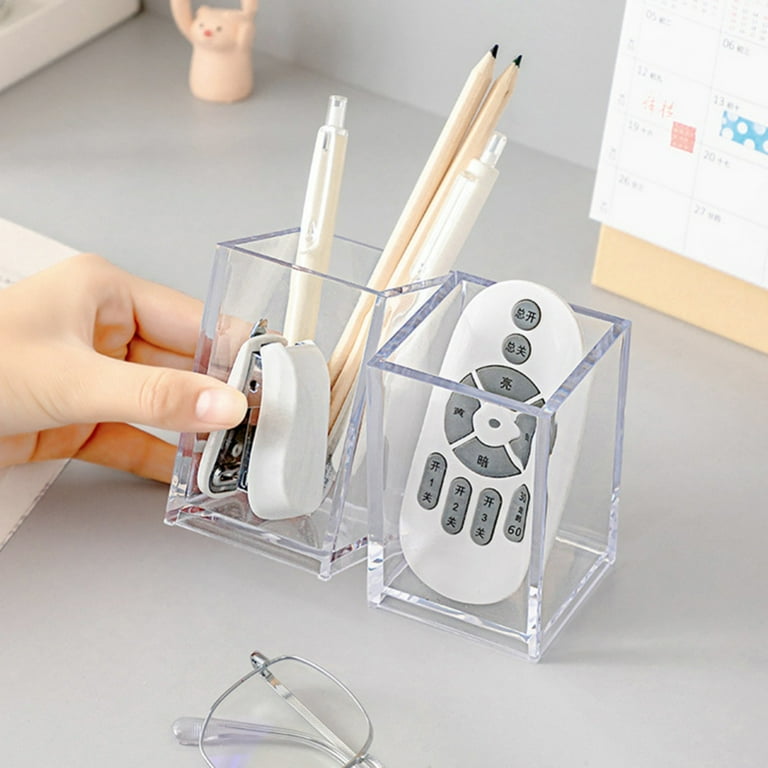 1-Pack Clear Acrylic Pen Holder Cups, Desk Accessory Holder