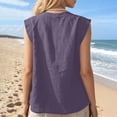thumbnail image 5 of CQONEPT Womens Sunmmer Tops Cotton Linen Tank Tops Crewneck Loose Casual Sleeveless Summer Vacation Shirts Purple 2XL, 5 of 7