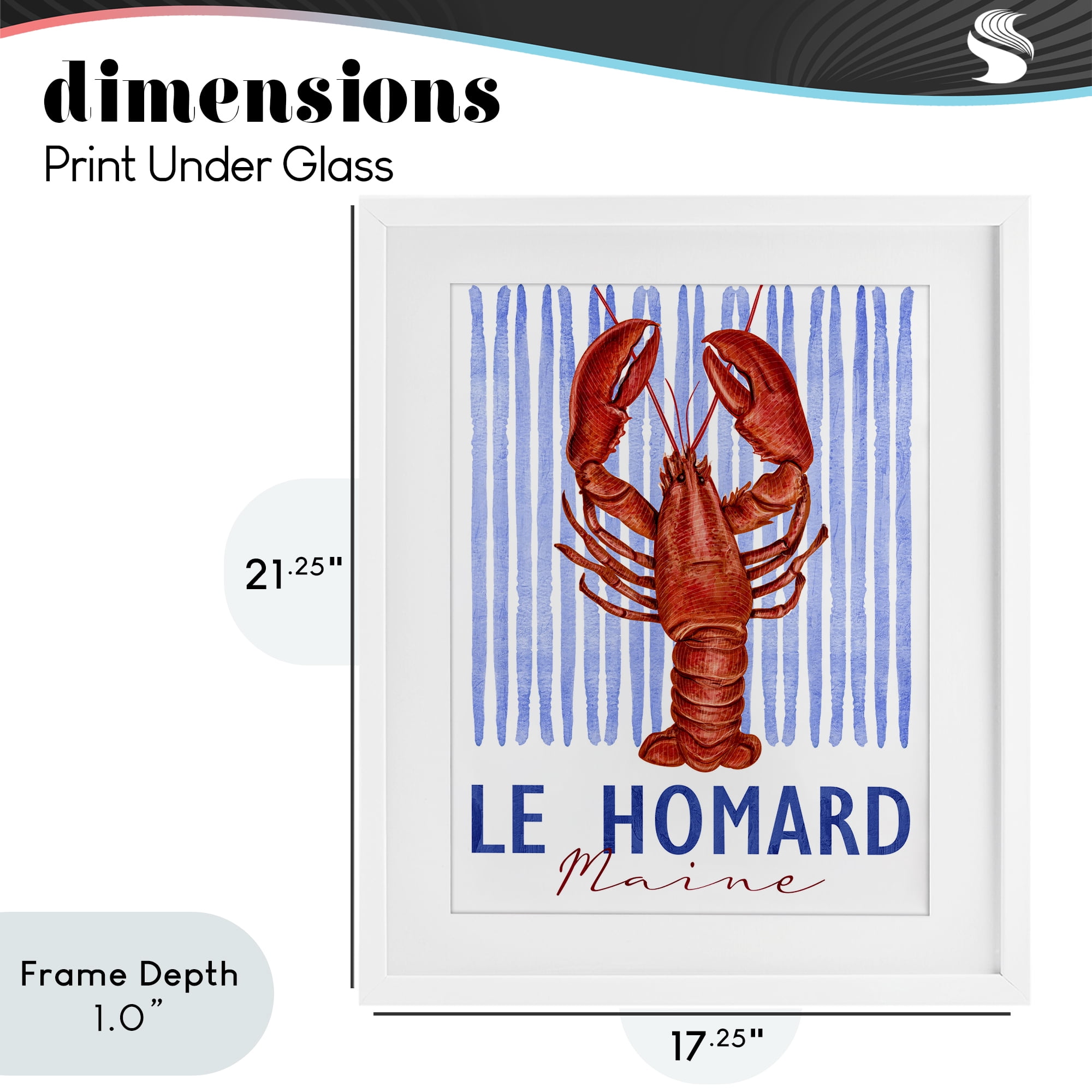 Stupell Industries Le Homard Nautical Stripes White Framed Print Under Glass, design by Kim Allen