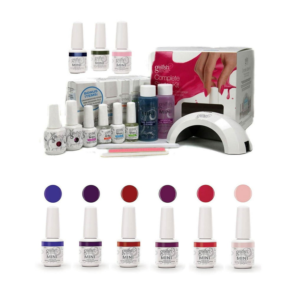 Gelish SoakOff Mini Harmony Complete Starter Gel Nail Polish Kit with