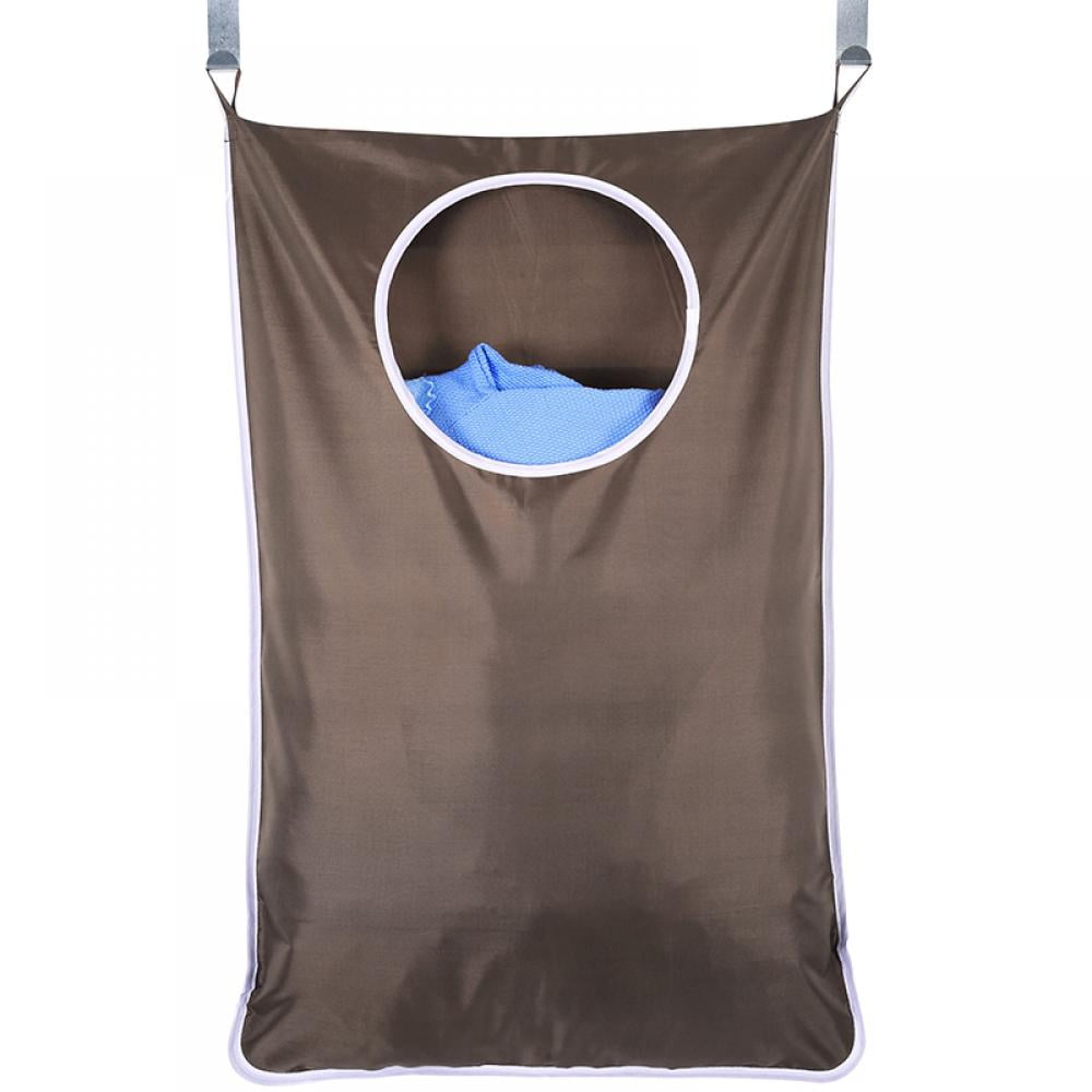 blue Laundry Hamper Bag Door-Hanging Laundry Bags with Free Adjustable Stainless Steel or Suction Cup Hooks 