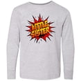 thumbnail image 3 of Inktastic Little Sister Super Hero Long Sleeve Youth T-Shirt, 3 of 5