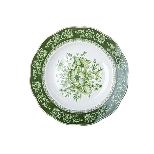 European Palace Retro Garden Ceramic Dinner Plate Set, Multi-purpose Round Plate Soup Plate Cup and Saucer Tableware for Home Kitchen Dining Party Use