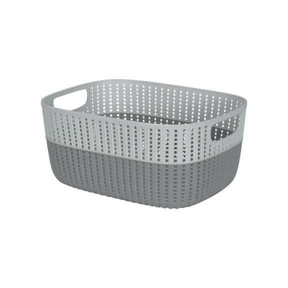 Simplify 2-Tone Decorative Large Plastic Storage Basket in Grey