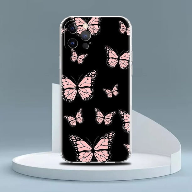 Funda transparente de silicona para teléfono móvil Apple, carcasa bonita de mariposa rosa para iPhone 14, 13, 11, 12 Pro, 7, 8 Plus, XR, X, XS, Max, 6, 6S, 14Pro Fivean unisex