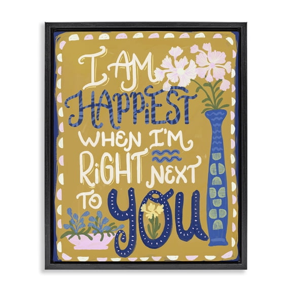 Stupell Industries Happiest Next To You Black Framed Floater Canvas Wall Art, design by Connie Summers