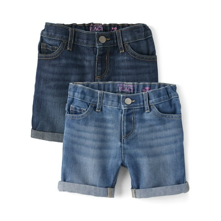 The Children's Place Toddler Girls Roll Cuff Denim Short, 2-Pack, Sizes 2T-5T