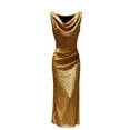 thumbnail image 3 of IFNWSV Cocktail Robe Grande Taille, Robe Sans Manches à Col en V Profond Scintillant avec Ourlet Fendu Texture Écorce Coupe Ajustée Robe de Soirée Formelle, Robes pour Femmes Or S, 3 of 8