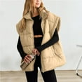 thumbnail image 2 of AOMPMSDX Women's Outerwear Vests Women Winter Oversized Vest Lightweight Stand Collar Flysleeve Insulated Padded Puffy Jackets Coat With Pockets S Khaki, 2 of 5
