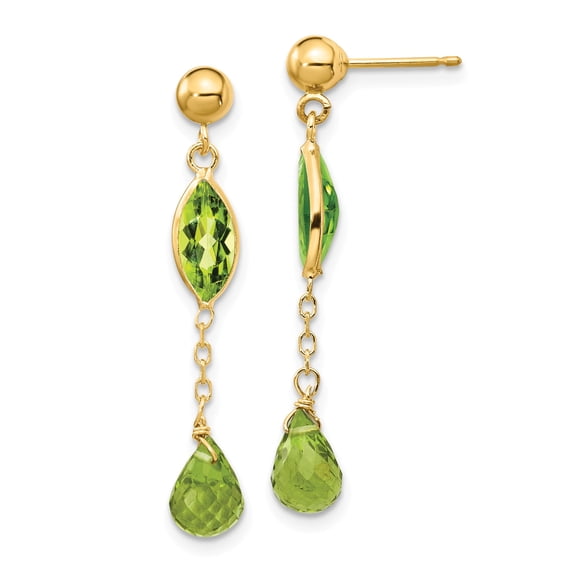 14K Peridot Post Earrings in 14k Yellow Gold