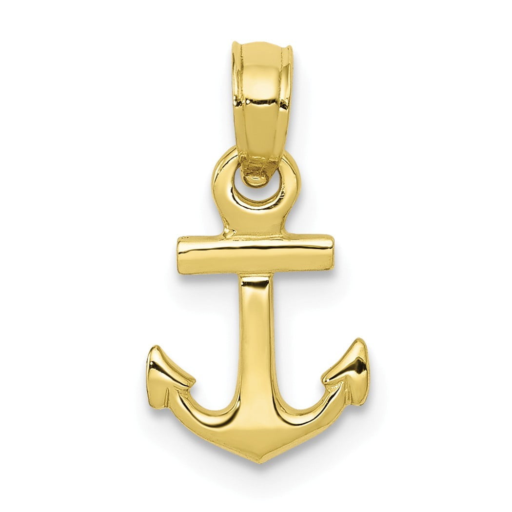 10k Gold Mini Nautical Ship Mariner Anchor Pendant Necklace Measures