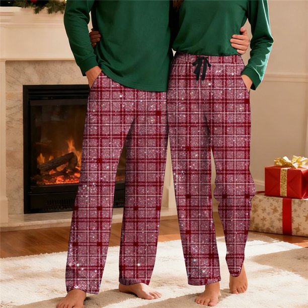 Pantalones de pijama largos para hombre, informales, con estampado a cuadros, holgados, deportivos, elásticos, rectos, vintage, con bolsillos