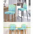 thumbnail image 5 of Teal Blue Ombre Coastal Bar Stool Covers Set of 2, Sea Nautical Summer Beach Starfish Coral Stretch Bar Chair Covers with Backs, Removable Pub Counter Height Chair Cover for Kitchen Dining Room Cafe, 5 of 7