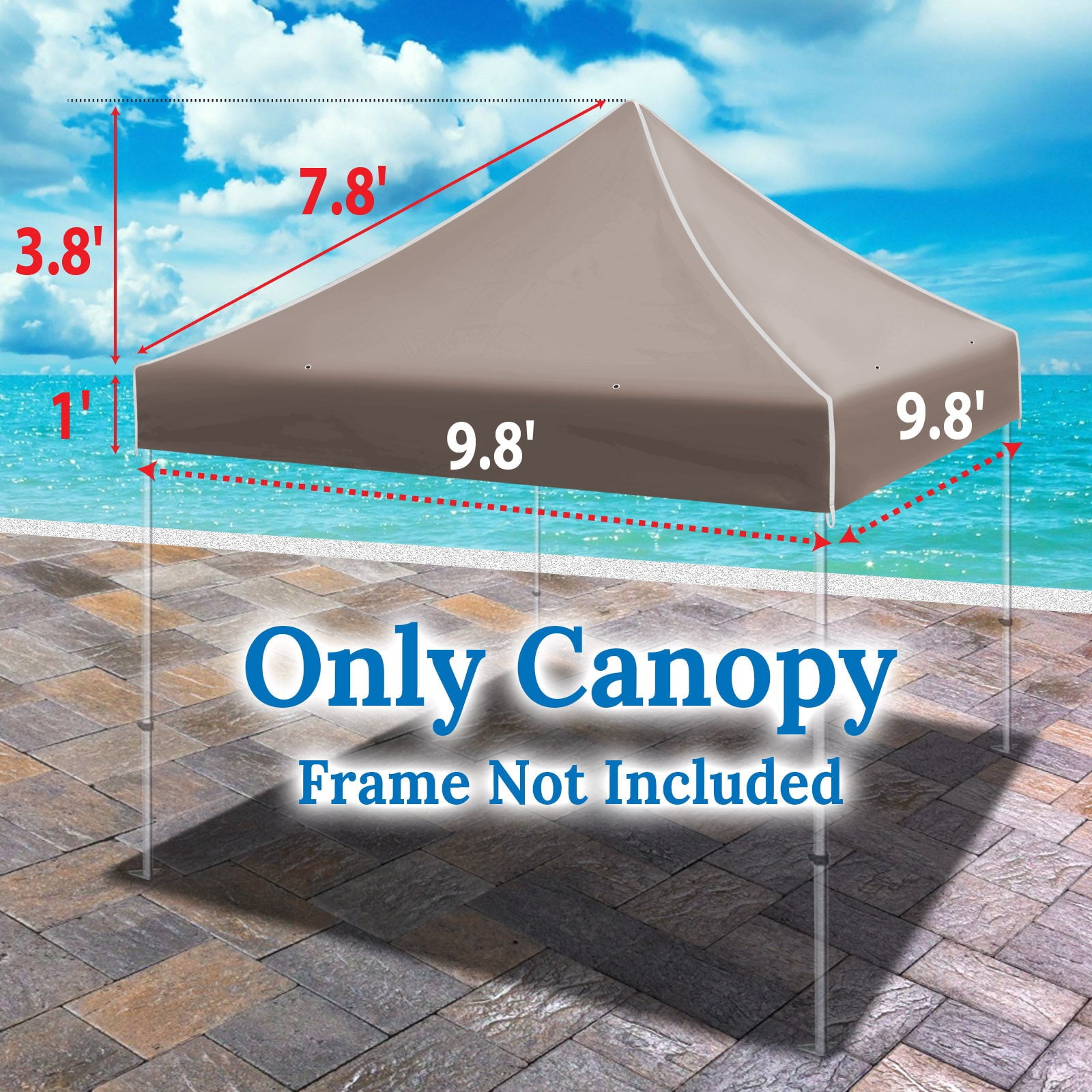 SUNRISEUMBRELLA Ez pop Up Instant Canopy 10'X10' Replacement Top Gazebo EZ Canopy Cover Patio Pavilion Sunshade Polyester（Taupe）