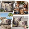 thumbnail image 5 of Pink Summer Floral Outdoor Waterproof Pillow Covers, Spring Flowers Forest Decorative Square Throw Pillowcase Sofa Cushion Sham for Patio/Couch/Chair, 20"x20" 2 Pack, 5 of 8