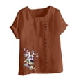 thumbnail image 4 of Deals of The Day Clearance Iumwxz Loose Fit Casual Plus Size Blouses Ornamental Buttons Women Clothing Floral Graphic Tee Tops Short Sleeve Round Neck T Shirts for Ladies Street Wear, 4 of 4