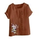 thumbnail image 3 of Camisetas de Manga Corta para las Mujeres Impreso Botón de Manga Corta Camiseta Blusa Poliéster, Ropa Casual Mirar Superior para las Mujeres, 3 of 4