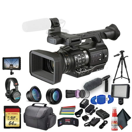 Image of Panasonic AJ-PX270 microP2 Handheld AVC-Ultra HD Camcorder (AJ-PX270P) with UV Filter Wide Angle Padded Case LED Light 64GB Card Headphones External 4K Monitor ECM-VG1 and More