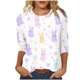 thumbnail image 1 of Mujeres 3/4 Manga Tops Y Blusas de Moda Impresión Casual Cuello Redondo Primavera Verano Camiseta Poliéster Ajuste Regular Fiel Al Tamaño, 1 of 8