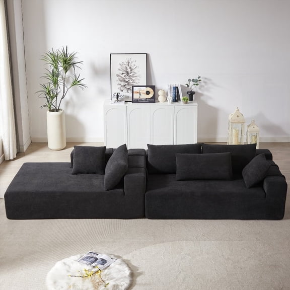Modern Chenille Sectional Sofa - 108"L, 4-Seat, Free Combination