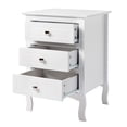 thumbnail image 6 of 3-Drawer Nightstand, Wood Bedside Table with Curved Legs, Retro End Table with Storage for Bedroom Living Room, 17.72''L x 14.96''W x 24.8''H, White, 6 of 7