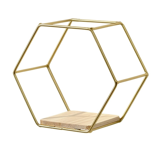 Tablette Flottante Hexagonale Murale Moderne Dorée pour la Déco de la Maison #0mET6