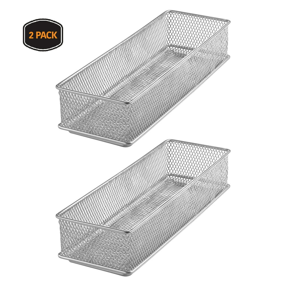 YBM Home Silver Mesh Desk Drawer Organizer Tray for Home and Office (2 ...