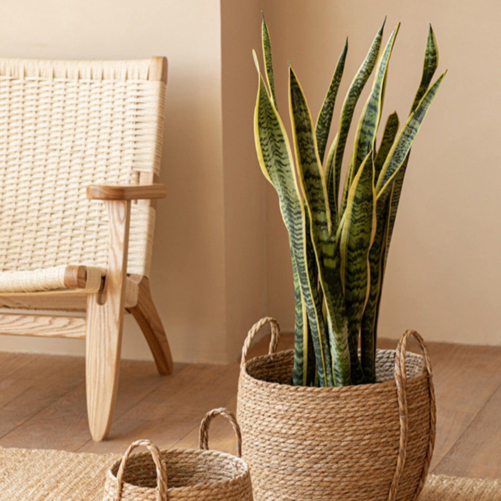 witspace Seagrass Plant Basket, Wicker Woven Laundry Basket, Basket Planter for Plants Indoor, Large Wicker Plant Baskets, Seagrass Baskets for Plants (11.8x10.2 Inch)
