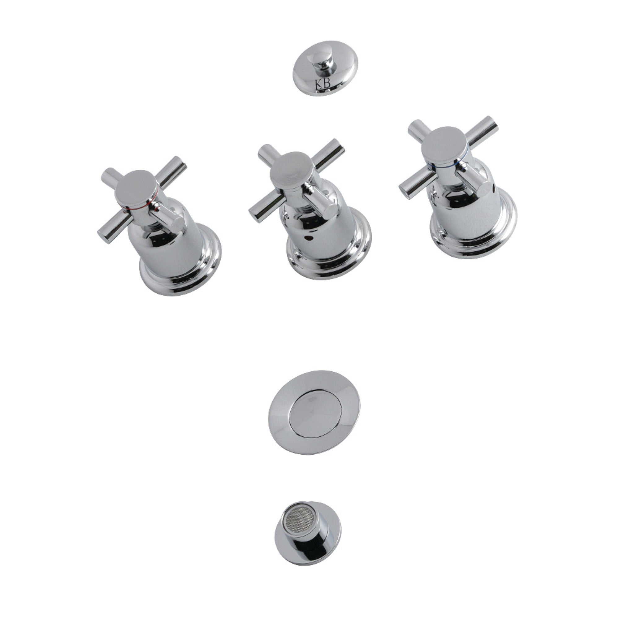 Kingston Brass Concord KB6321DX 3Handle Bidet Faucet, Polished Chrome