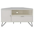 thumbnail image 2 of Bowery Hill Modern Wood Multi-Storage Corner TV Stand in White, 2 of 10