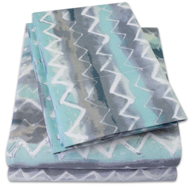 1500 Supreme Collection Juego de sábanas extra suave Summerset Ocean Vibe Chevron patrón King – Juego de sábanas de lujo con bolsillo profundo sin arrugas, patrón impreso de tendencia King