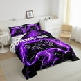 thumbnail image 3 of jejeloiu Teens Video Game Bedding Comforter Set,Boys Gamepad Console Twin Comforter Sets,Purple Black Bedding Set For Kids,Microfiber Bedroom Decor Reversible,2-Piece, 3 of 8