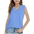 thumbnail image 2 of Tween Girls V-Neck Tank Tops Solid Basic Wear Sleeveless Casual Summer Tees 5-15Y, 2 of 4