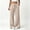 Beige women wide leg pants with pockets a1, variant on Usloyux Women's Wide Leg Trousers with Pockets Flowy Drawstring Long Pants for Summer Beach Casual Party Work, Dark Gray L