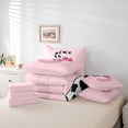 thumbnail image 4 of Erosebridal Monogrammed Letter Bedding Sets Twin Size,Cattle Print Comforter Sets with Sheets,Lightweight Reversible Bed in a Bag Twin size,Pink Bow Tie Decoration,7pcs, 4 of 6