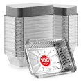thumbnail image 1 of 2 Lb Small Aluminum Pans with Lids (100 Pack) - Foil Pan + Cardboard Cover, Disposable Cookware, Takeout Trays - To Go Disposable Food Conta, 1 of 7