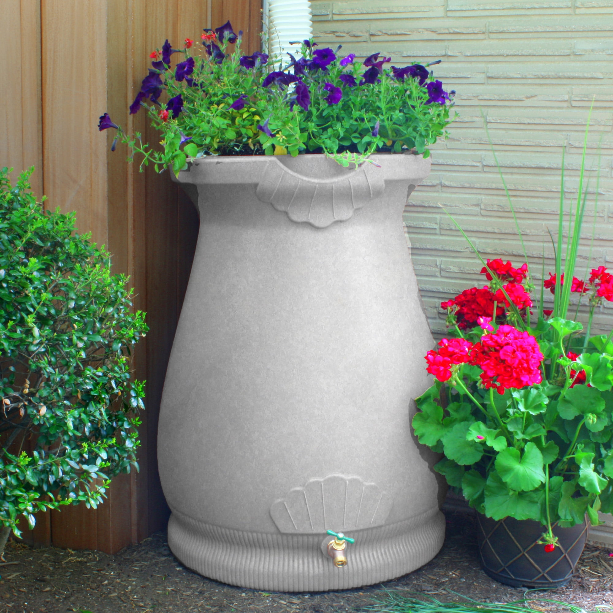 Good Ideas Rain Wizard Urn 65-Gallon Rain Barrel - Light Granite